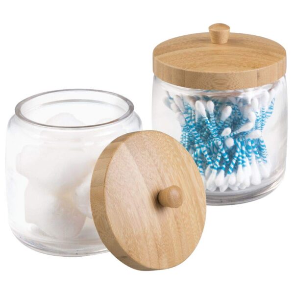 mDesign Glass Bathroom Vanity Storage Organizer Canister Jar