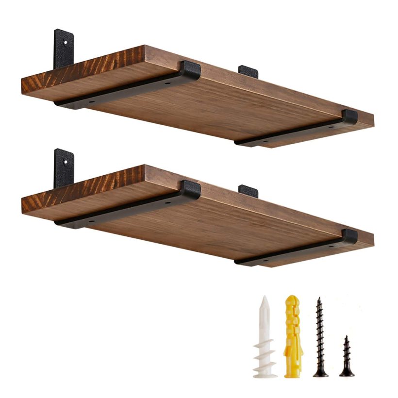 Set of 2 Redware Wood Floating Shelf