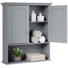 Tangkula Wall Mount Bathroom Cabinet Wooden Medicine
