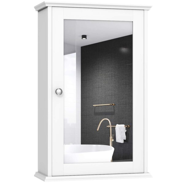 TANGKULA Mirrored Bathroom Cabinet, Wall Mount Storage Cabinet
