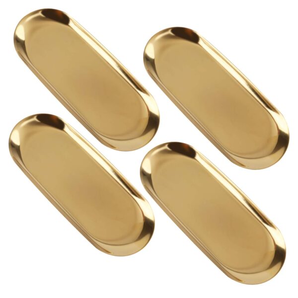 Bekith 4 Pack Stainless Steel Towel Tray Metal Storage Organizer