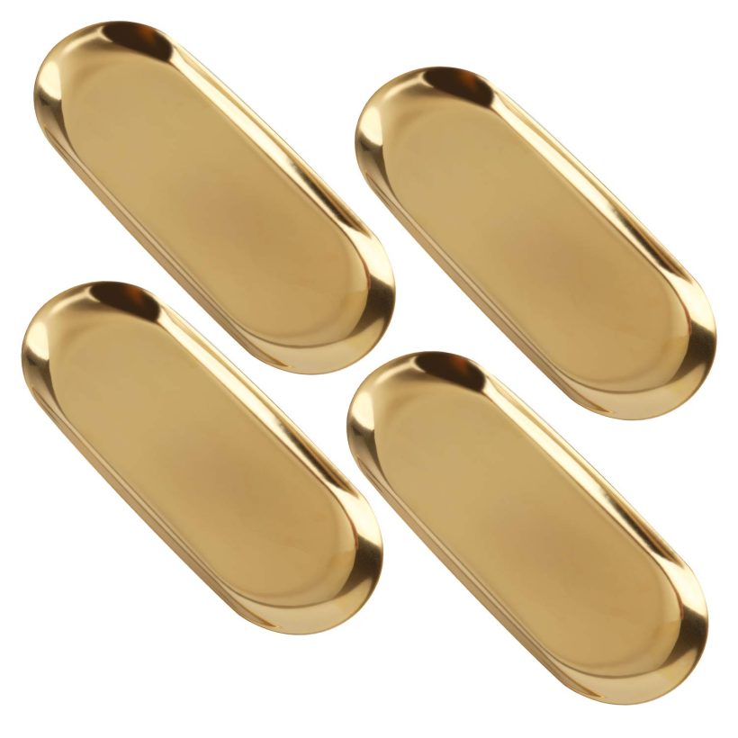 Bekith 4 Pack Stainless Steel Towel Tray Metal Storage Organizer