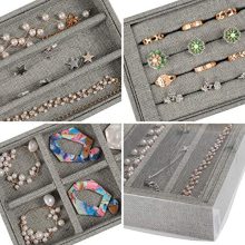 Mebbay 4 in One Stackable Sackcloth Jewelry Trays