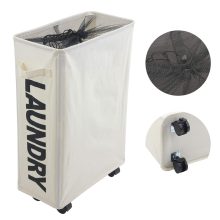 Mziart 22" Rolling Slim Laundry Basket with Stand Foldable Waterproof Sorter