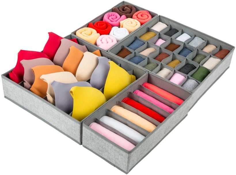 Criusia Drawer Organizer, 4 Set Foldable Underwear