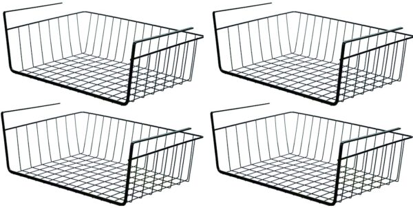 PENGKE Black Under Shelf Basket,4 Pack Slides Under Cabinet Storage