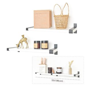 Labcosi White Floating Shelves Wall Mounted for Living Room