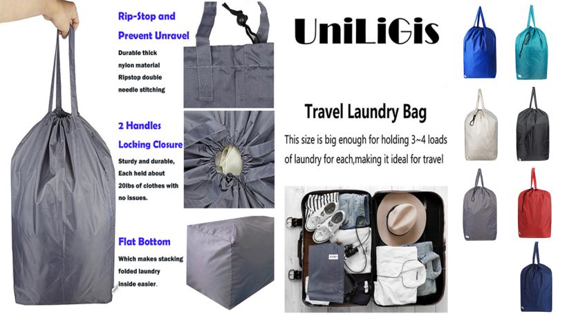 UniLiGis Tear Proof Nylon Laundry Bag with Handles