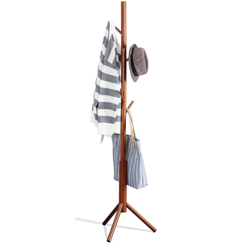 Bamboo Free Standing Coat Rack Stand