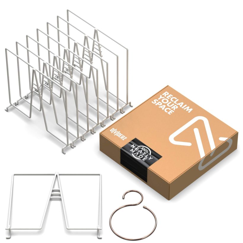 Neatly Made White Wire Shelf Dividers for Closet Organization