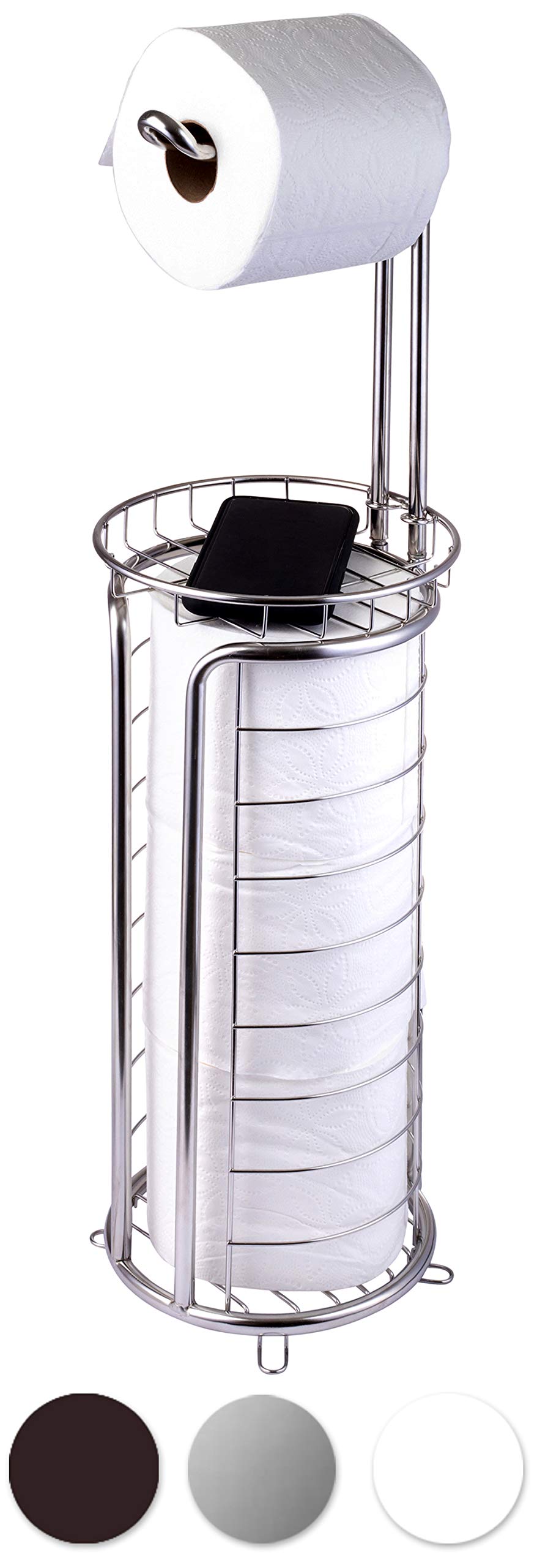 Baflan Free Standing Toilet Tissue Paper Roll Holder Stand