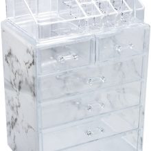 Marble Cosmetic Makeup and Jewelry Storage Case Display