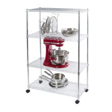 Seville Classics 4-Tier Steel Wire Shelving with Wheels