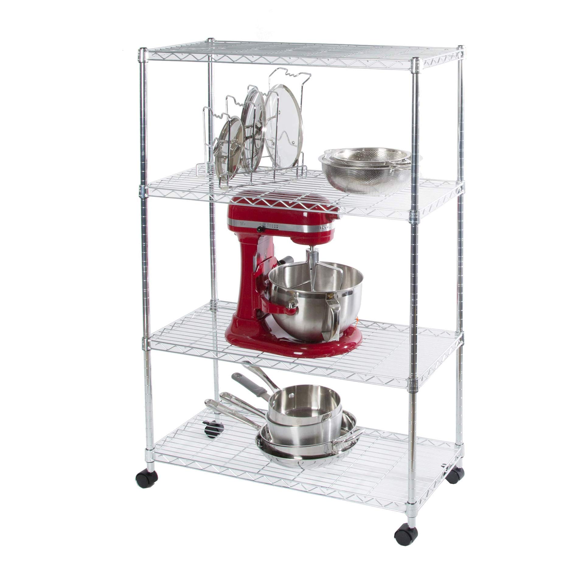 Seville Classics 4-Tier Steel Wire Shelving with Wheels