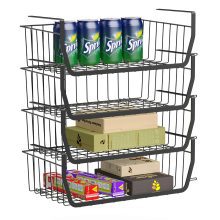 Stackable Under Shelf Basket, GSlife 4 Pack Stackable Wire Storage Basket