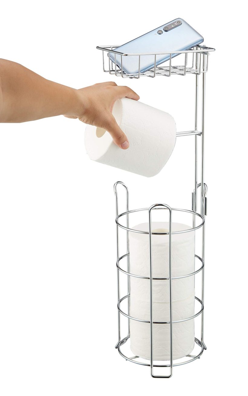 ALHAKIN Toilet Paper Holder, Free Standing Bathroom Tissue Roll Holders