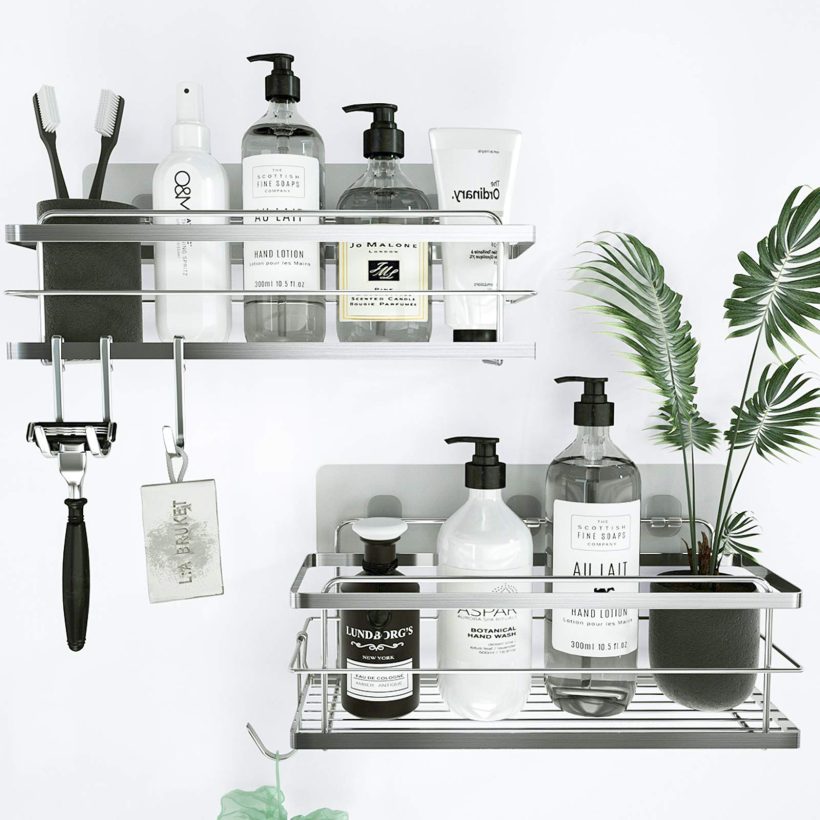 Basket Shelf with Hooks for Hanging Sponge