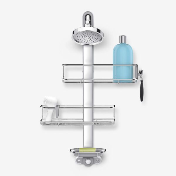 Shower Caddy, Stainless Steel and Anodized Aluminum