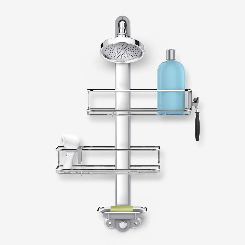 Shower Caddy, Stainless Steel and Anodized Aluminum