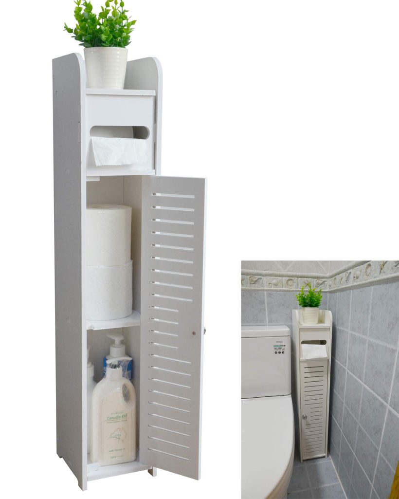 Bathroom Storage Corner Floor Cabinet with Doors and Shelves