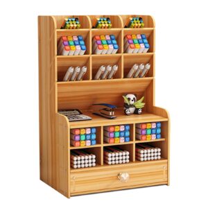 Marbrasse Wooden Pencil Holder, Pen Organizer for Desk