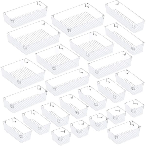 Puroma 24Pcs Desk Drawer Organizer Set 5-size