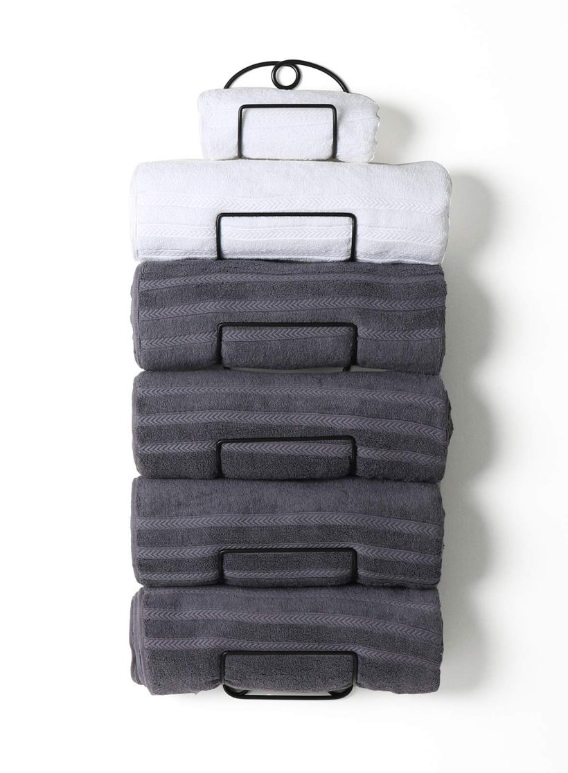 Metal Wine Rack Towel Shelf for Bathroom Black