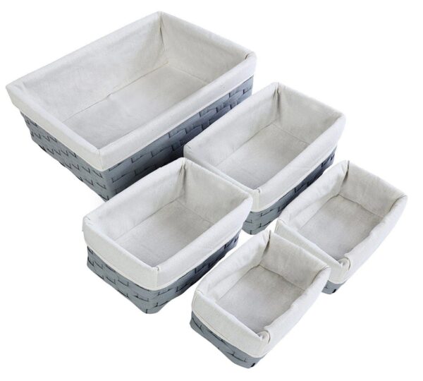 5-Piece Wicker Weave Utility Storage Baskets Bins for Shelves Closets
