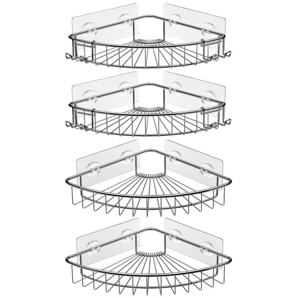SMARTAKE 4-Pack Corner Shower Caddy, Stainless Steel Adhesive Bathroom Shelf