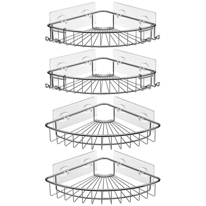 SMARTAKE 4-Pack Corner Shower Caddy, Stainless Steel Adhesive Bathroom Shelf
