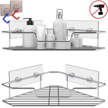 Soft Digits 2-Pack Corner Shower Caddy, Extra Mop Clip 2Pcs