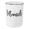 Large White and Black Utensil Crock-Vintage Organizer