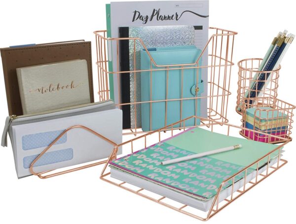 Sorbus Desk Organizer Set, Rose Gold 5-Piece