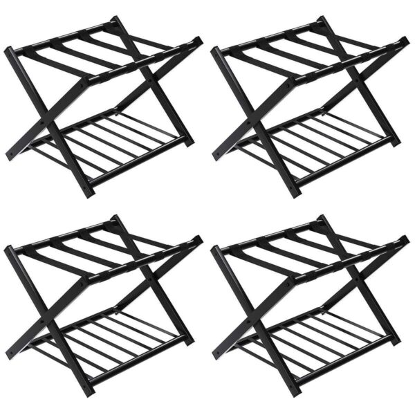Tangkula Luggage Rack (Set of 4), Folding Metal Suitcase
