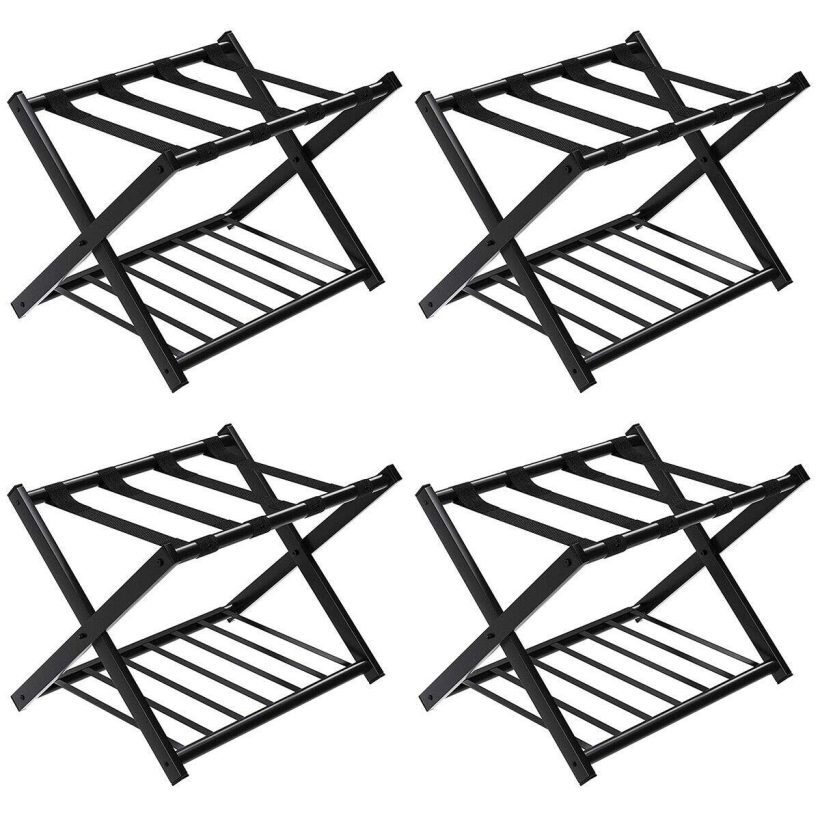Tangkula Luggage Rack (Set of 4), Folding Metal Suitcase