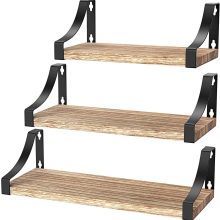 Amada Floating Shelves Wall Mounted, Rustic Paulownia Wood Wall
