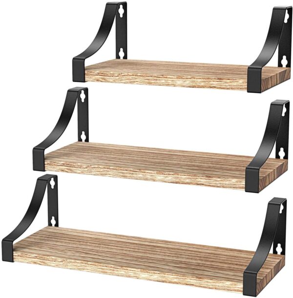Amada Floating Shelves Wall Mounted, Rustic Paulownia Wood Wall