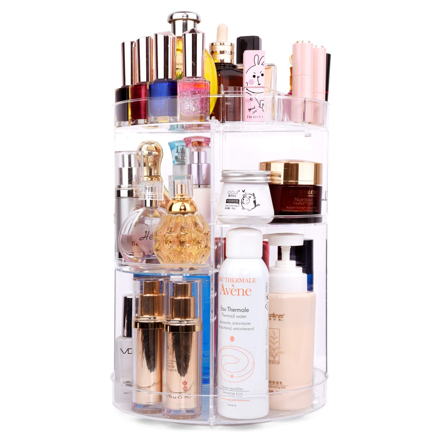 360 Degree Spinning Makeup Organizer, sanipoe Adjustable Makeup Carousel