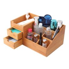 Bamboo Wood Vanity Countertop Organizer Cosmetic Jewelry