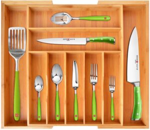 Utensil Holder and Cutlery Tray with Grooved Drawer Dividers