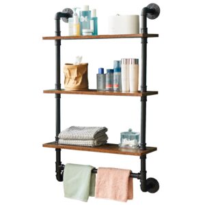 IBUYKE Industrial Wall Shelf, Rustic Iron Pipe Floating Shelf