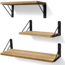 BAYKA Floating Shelves Wall Mounted, Rustic Wood Wall Shelves Decor