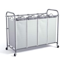ROMOON 4 Bag Laundry Sorter Cart, Laundry Hamper Sorter