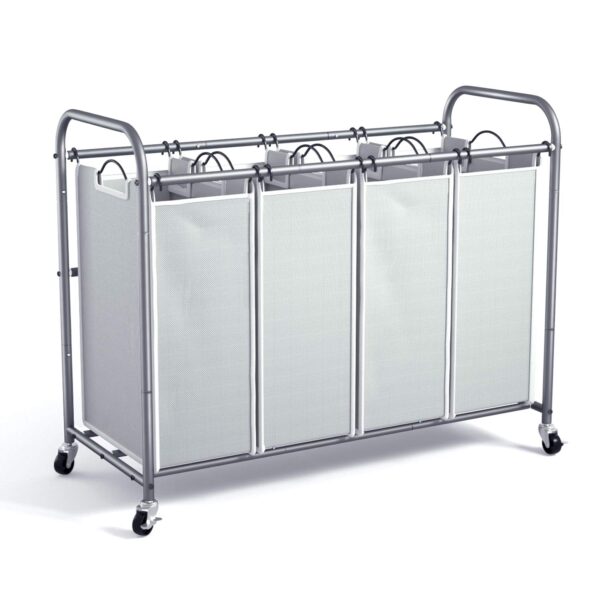 ROMOON 4 Bag Laundry Sorter Cart, Laundry Hamper Sorter