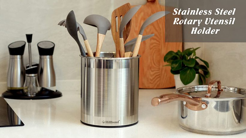 Hillbond Rotating Utensil Holder Utensil Crock
