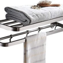 Shelf Double Towel Bar Holder with Hooks Wall Mounted
