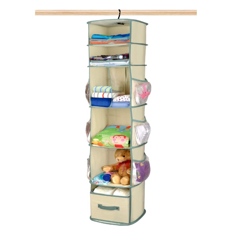 Smart Design 6-Tier Smart Carousel Organizer w/ 6 Pockets