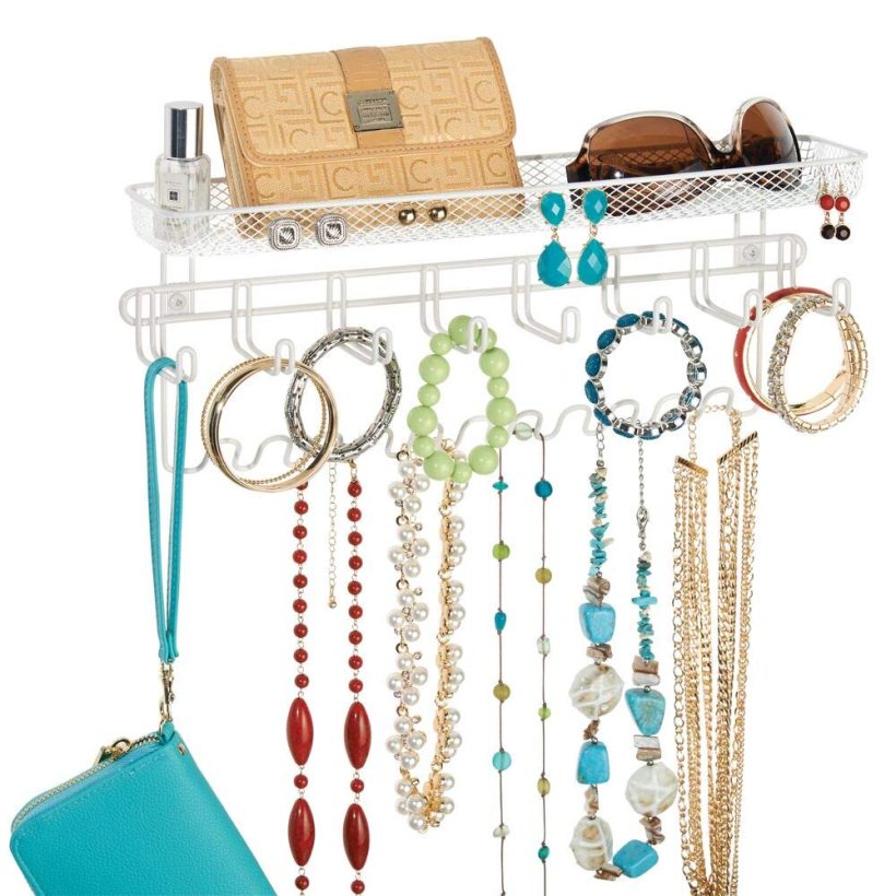 mDesign Decorative Metal Closet Wall Mount Jewelry Accessory