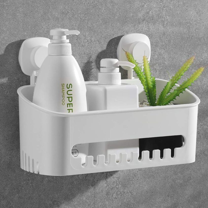 Luxear Shower Caddy Suction Cup, Drill-Free Removable Plastic Shower