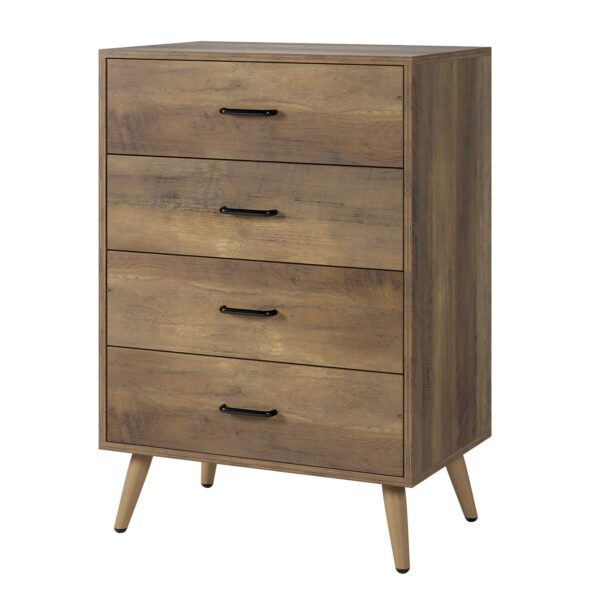 HOMECHO 4-Drawer Dresser, Rustic Wood Chest